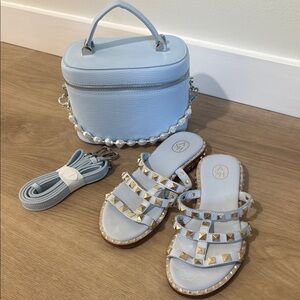 Ash Light Blue Sandals With Matching Bag